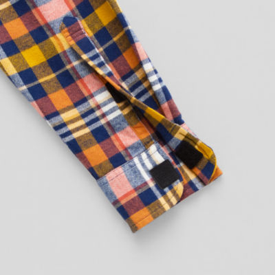 St. John's Bay Mens Easy-on + Easy-off Seated Wear Long Sleeve Adaptive Classic Fit Flannel Shirt