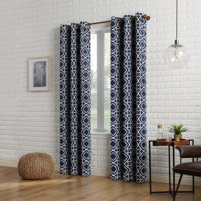 Sun Zero Barnett Trellis Grommet Top Energy Saving Blackout Single Curtain Panel