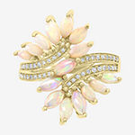 Effy Womens 1/7 CT. T.W. Diamond & Genuine White Opal 14K Gold Cocktail Ring