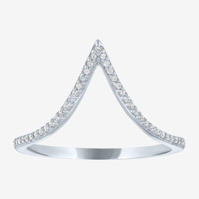 Diamond Addiction 1/10 CT. T.W. Natural White Sterling Silver Chevron Delicate Band