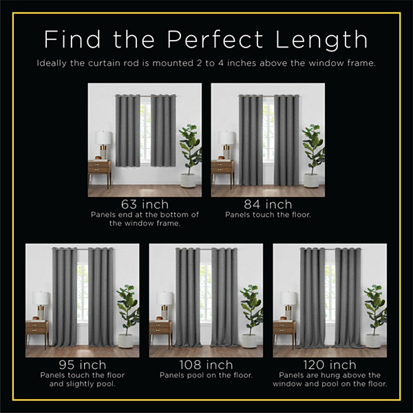 Fieldcrest Luxury Alden Linen Light-Filtering Rod Pocket Back Tab Single Curtain Panel