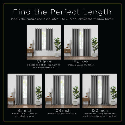 Fieldcrest Luxury Alden Linen Rod Pocket Back Tab Energy Saving 100% Blackout Single Curtain Panel