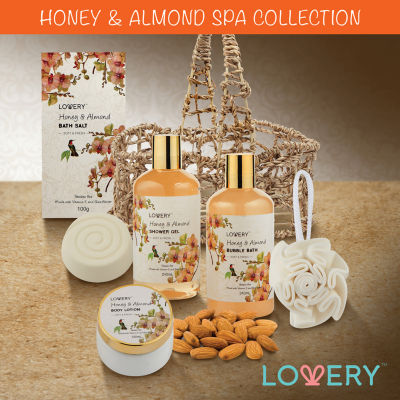 Lovery Honey & Almond Home Bath Gift Set - 7pc Handmade Spa Kit