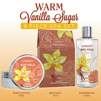 Lovery Warm Vanilla Sugar Bath And Spa Set - 8pc Cosmetic Bag Kit