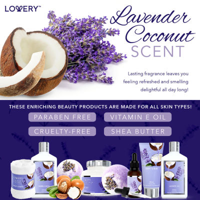 LOVERY™ Lavender And Coconut Bath Gift Set - 9pc Spa Kit