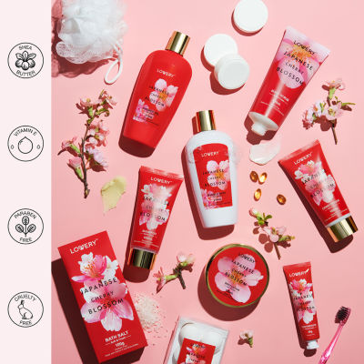 LOVERY™ Japanese Cherry Blossom Bath Set - 25pc Body Care Tote Kit