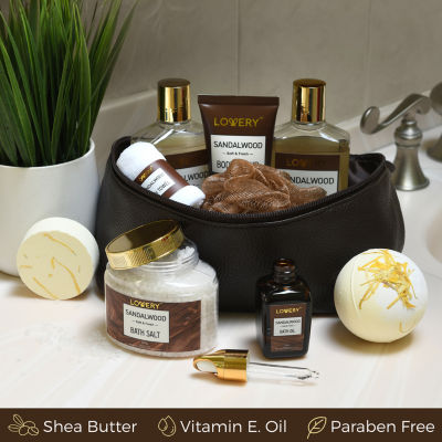 Lovery Sandalwood Bath Gift Set - 11pc Cosmetic Body Care Kit