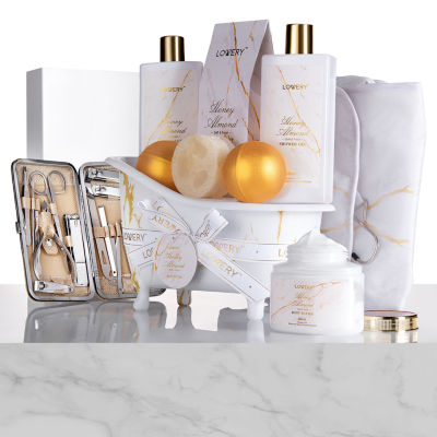 Lovery Gold Marble Bath Spa Gift Basket - 31pc Self Care Kit