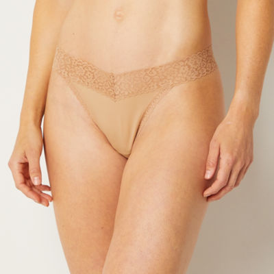 Ambrielle Everyday Thong with Lace Trim Panty