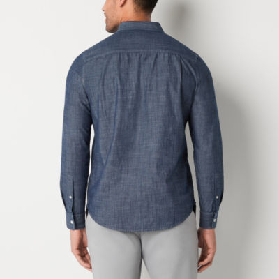 St. John's Bay Chambray Mens Long Sleeve Classic Fit Button-Down Shirt