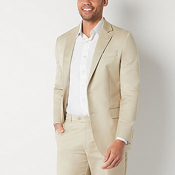 Cotton Stretch Fabric Slim Fit Suit Jacket, Color: Stone - JCPenney