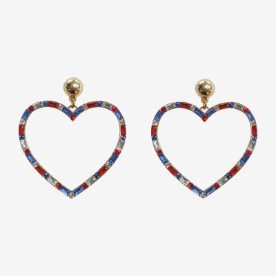 Bijoux Bar Gold Tone Crystal Heart Drop Earrings