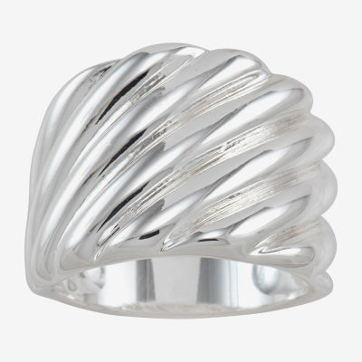 Sparkle Allure Polished Woven Pure Silver Over Brass Band