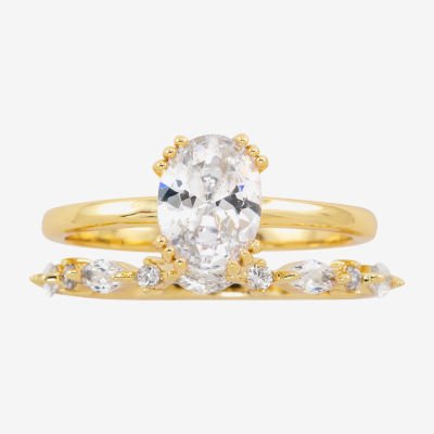 Sparkle Allure 2-pc. Cubic Zirconia 14K Gold Over Brass Oval Bridal Set