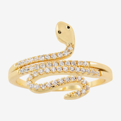 Sparkle Allure Snake Wrap Cubic Zirconia 14K Gold Over Brass Bypass  Cocktail Ring