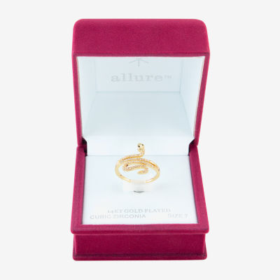 Sparkle Allure Snake Wrap Cubic Zirconia 14K Gold Over Brass Bypass  Cocktail Ring