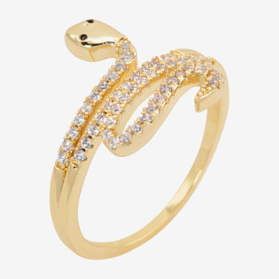 Sparkle Allure Snake Wrap Cubic Zirconia 14K Gold Over Brass Bypass  Cocktail Ring