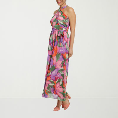 London Style Womens Sleeveless Floral Maxi Dress