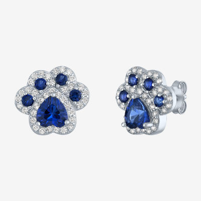 Lab Created Sapphire Sterling Silver 4mm Stud Earrings