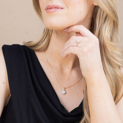 Diamond Blossom (G / Si2) Womens 3/4 CT. T.W. Lab Grown White Diamond 10K Gold Round 18 Inch Pendant Necklace