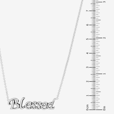 "Blessed" Womens Sterling Silver Pendant Necklace