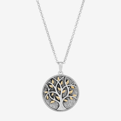 Womens Sterling Silver Round Pendant Necklace