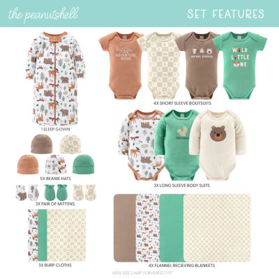 The Peanutshell Wilderlust 0-3m Baby Boys 23-pc. Baby Clothing Set