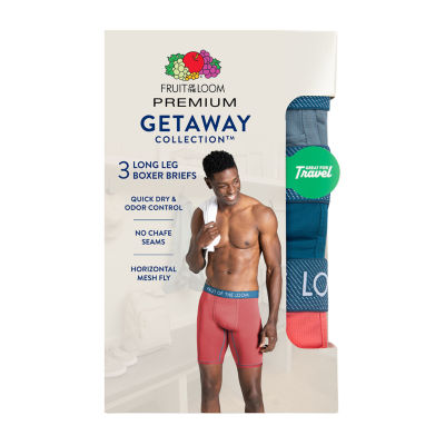 Fruit of the Loom Getaway Mens 3 Pack Long Leg Boxer Briefs