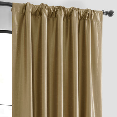 Exclusive Fabrics & Furnishing Vintage Textured Faux Dupioni Energy Saving Blackout Rod Pocket Single Curtain Panel
