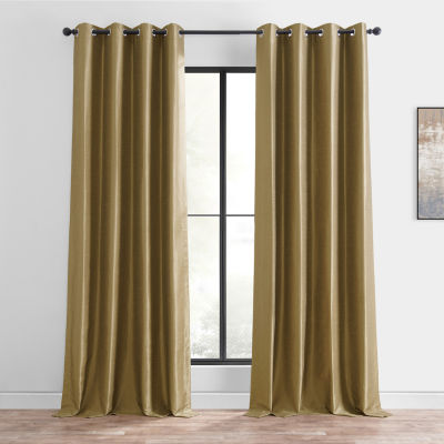 Exclusive Fabrics & Furnishing Vintage Textured Faux Dupioni Energy Saving Blackout Grommet Top Single Curtain Panel