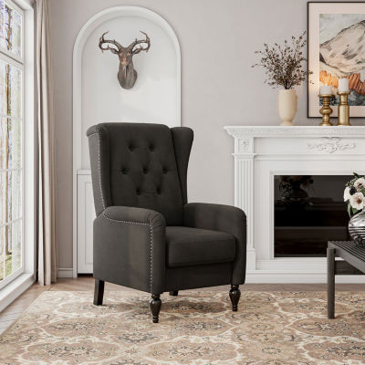 ProLounger Pesci Wingback Button-Tufted Push Back Recliner in Velvet with Nailhead Trim