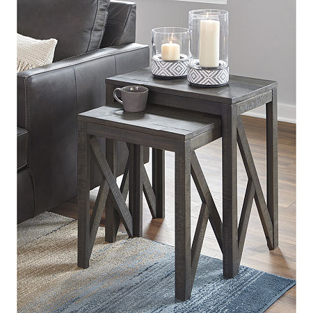 Signature Design By Ashley Emerdale Living Room Collection Nesting Tables, One Size, Gray