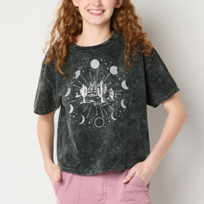 Juniors Celestial Desert Womens Crew Neck Short Sleeve Graphic T-Shirt