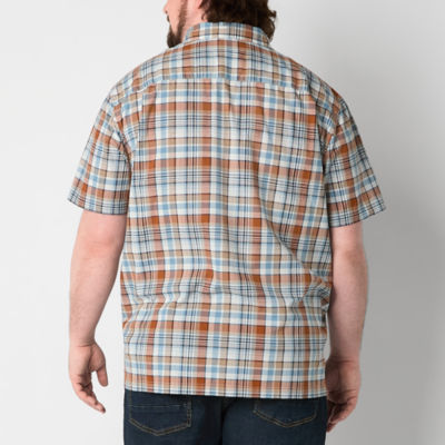 mutual weave Big and Tall Mens Classic Fit Short Sleeve Checked Button-Down Shirt