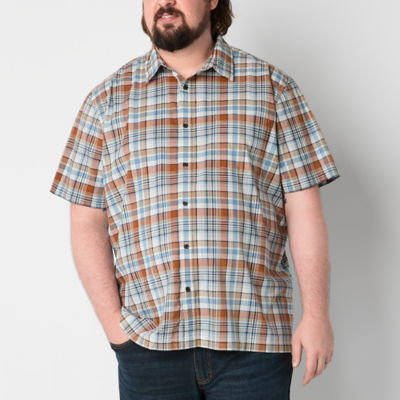 mutual weave Big and Tall Mens Classic Fit Short Sleeve Checked Button-Down Shirt