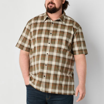 mutual weave Big and Tall Mens Classic Fit Short Sleeve Checked Button-Down Shirt