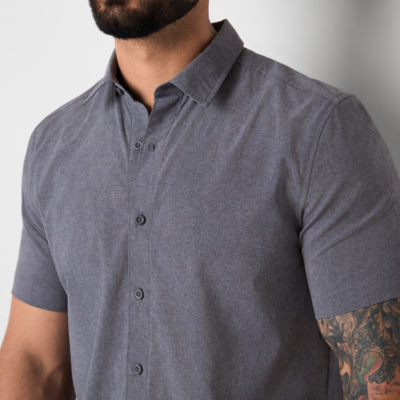 Stylus Mens Regular Fit Short Sleeve Button-Down Shirt