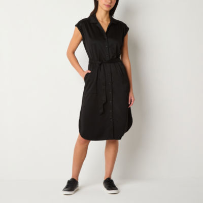 Stylus Womens Sleeveless Midi Shirt Dress