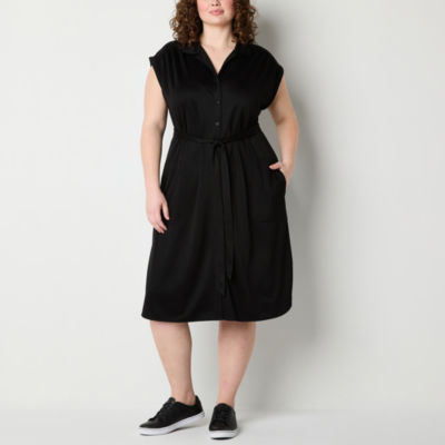 Stylus Plus Sleeveless Midi Shirt Dress