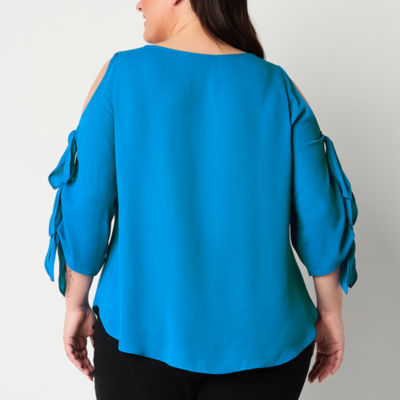 Bold Elements Womens Round Neck 3/4 Sleeve Blouse