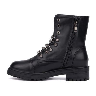 New York & Company Womens Cruz Flat Heel Combat Boots