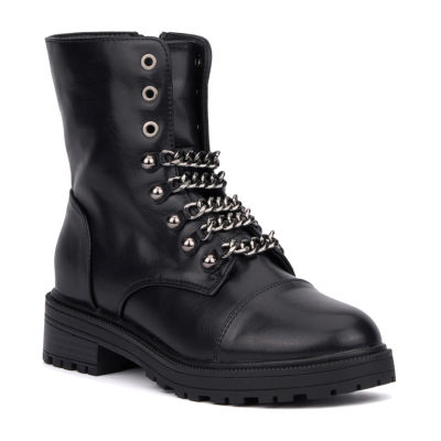 New York & Company Womens Cruz Flat Heel Combat Boots