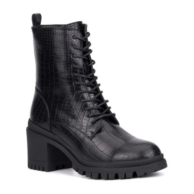 New York & Company Womens Harlow Block Heel Combat Boots