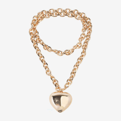 Bijoux Bar Gold Tone Womens Heart Pendant Necklaces