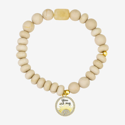 Footnotes Womens Cubic Zirconia 10K Gold Over Brass Beaded Bracelet