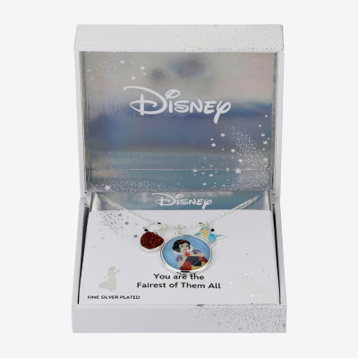 Disney Classics Womens Red Crystal Pure Silver Over Brass 16 Inch Pendant Necklace