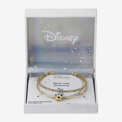 Disney Classics Womens Multi Color Cubic Zirconia 10K Gold Over Brass Mickey Mouse Cuff Bracelet