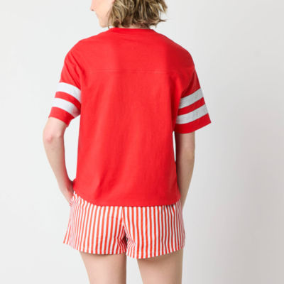 Womens Juniors V Neck Short Sleeve Regular Fit Mickey and Friends Graphic T-Shirt