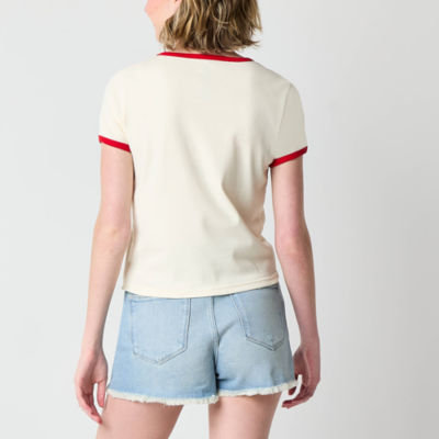 The Movie Ringer Tee Womens Juniors Crew Neck Short Sleeve Fitted Superman Graphic T-Shirt