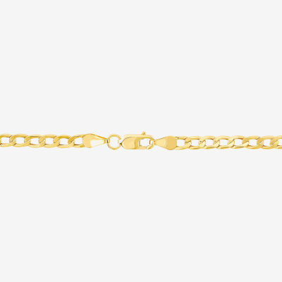 Made in Italy Unisex Adult 10K Gold 7.5 Inch Hollow Curb Chain Bracelet